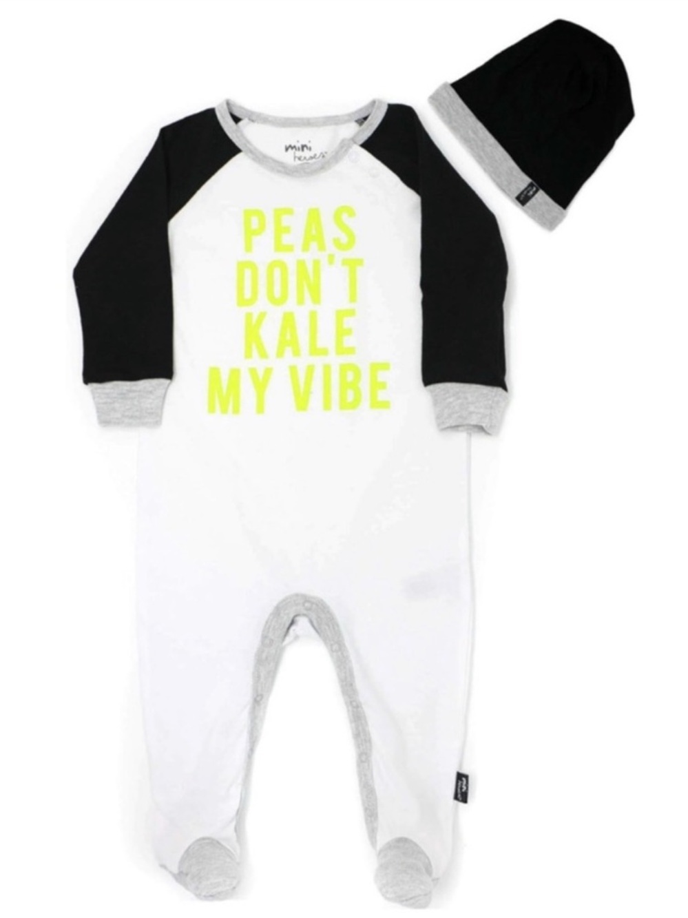 NWT Mini Heroes Peas Don’t Kale My Vibe Sleeper Set